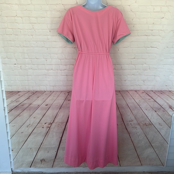 RARE 70’s VANITY FAIR BARBIECORE pink gown/lounge wear maxi dress SZ M VTG ROBE - Picture 3 of 11